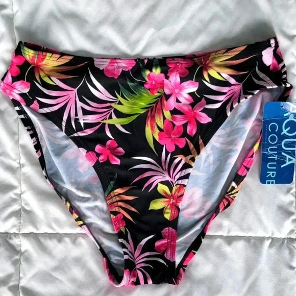 NWT Aqua Couture Multi-Color Tropical Swimwear Bikini Bottom Size 10 - Picture 4 of 5